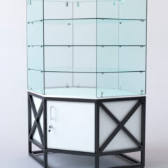 Витрина стеклянная ЛОФТ СТИЛЬ островная №207 (без дверки, фасад - стекло), Белый