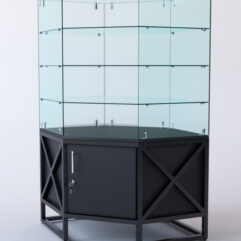 Витрина стеклянная ЛОФТ СТИЛЬ островная №207 (без дверки, фасад - стекло), Черный
