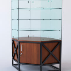 Витрина стеклянная ЛОФТ СТИЛЬ островная №207 (без дверки, фасад - стекло), Орех