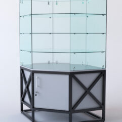 Витрина стеклянная ЛОФТ СТИЛЬ островная №207 (без дверки, фасад - стекло), Серый