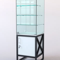 Витрина стеклянная ЛОФТ СТИЛЬ островная №306 (с дверкой, фасад - стекло), Белый