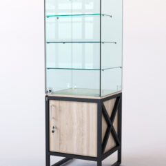 Витрина стеклянная ЛОФТ СТИЛЬ островная №306 (с дверкой, фасад - стекло), Дуб Сонома