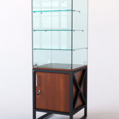 Витрина стеклянная ЛОФТ СТИЛЬ островная №306 (с дверкой, фасад - стекло), Орех