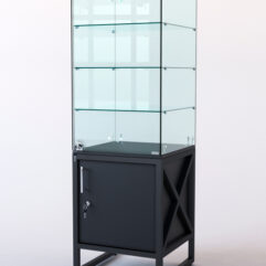 Витрина стеклянная ЛОФТ СТИЛЬ островная №326 (с дверкой, фасад -стекло), Черный