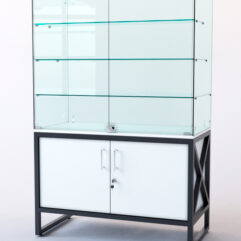 Витрина стеклянная ЛОФТ СТИЛЬ островная №301 (с дверками, фасад - стекло), Белый