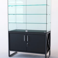 Витрина стеклянная ЛОФТ СТИЛЬ островная №301 (с дверками, фасад - стекло), Черный