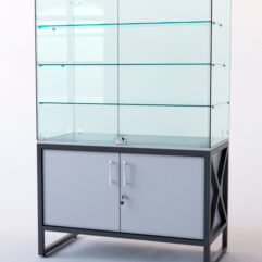 Витрина стеклянная ЛОФТ СТИЛЬ островная №301 (с дверками, фасад - стекло), Серый