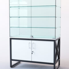 Витрина стеклянная ЛОФТ СТИЛЬ островная №321 (с дверками, фасад - стекло), Белый