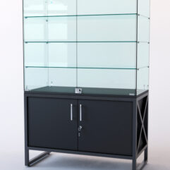 Витрина стеклянная ЛОФТ СТИЛЬ островная №321 (с дверками, фасад - стекло), Черный
