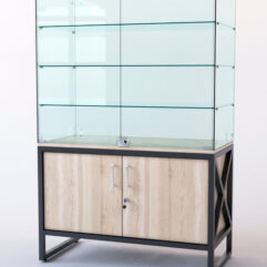 Витрина стеклянная ЛОФТ СТИЛЬ островная №321 (с дверками, фасад - стекло), Дуб Сонома