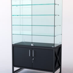 Витрина стеклянная ЛОФТ СТИЛЬ островная №304 (с дверками, фасад - стекло), Черный