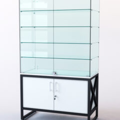 Витрина стеклянная ЛОФТ СТИЛЬ островная №324 (с дверками, фасад - стекло), Белый