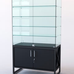 Витрина стеклянная ЛОФТ СТИЛЬ островная №324 (с дверками, фасад - стекло), Черный