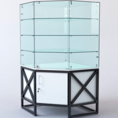 Витрина стеклянная ЛОФТ СТИЛЬ островная №302 (с дверкой, фасад - стекло), Белый