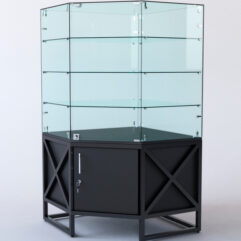Витрина стеклянная ЛОФТ СТИЛЬ островная №302 (с дверкой, фасад - стекло), Черный