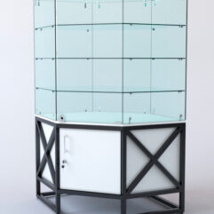 Витрина стеклянная ЛОФТ СТИЛЬ островная №307 (с дверкой, фасад стекло), Белый