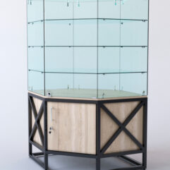 Витрина стеклянная ЛОФТ СТИЛЬ островная №307 (с дверкой, фасад стекло), Дуб Сонома