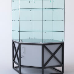 Витрина стеклянная ЛОФТ СТИЛЬ островная №307 (с дверкой, фасад стекло), Серый