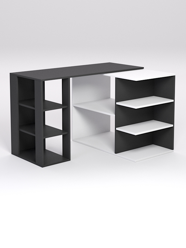 Поворотный компьютерный стол Триумф 3, Черный и Белый