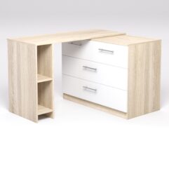 Поворотный компьютерный стол Триумф 2, Дуб Сонома и Белый