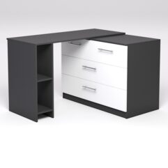 Поворотный компьютерный стол Триумф 2, Черный и Белый