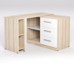 Поворотный компьютерный стол Триумф 1, Дуб Сонома и Белый