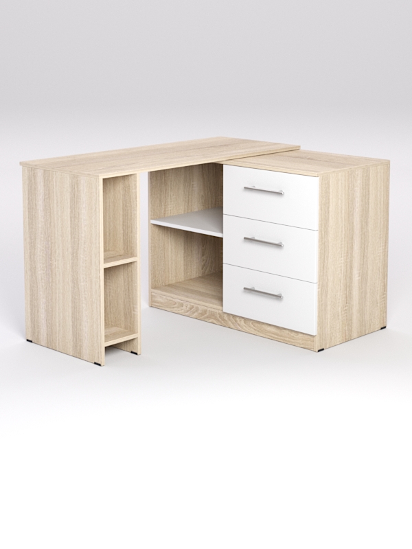 Поворотный компьютерный стол Триумф 1, Дуб Сонома и Белый