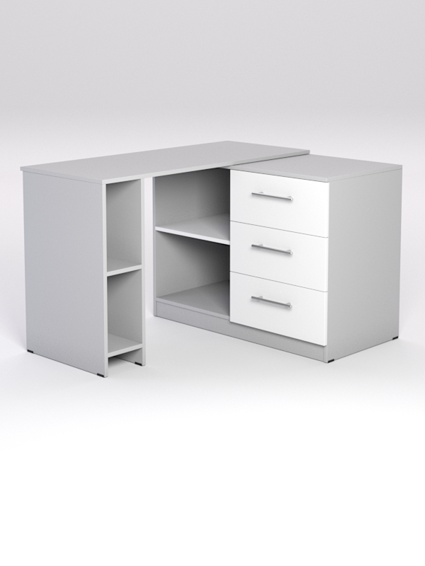 Поворотный компьютерный стол Триумф 1, Серый и Белый