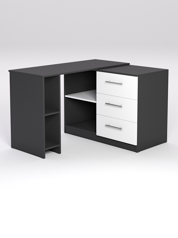 Поворотный компьютерный стол Триумф 1, Черный и Белый