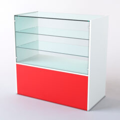 Прилавок со стеклом СШ Элит, Белый + Красный