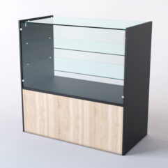 Прилавок со стеклом СШ Элит, Черный + Дуб Сонома