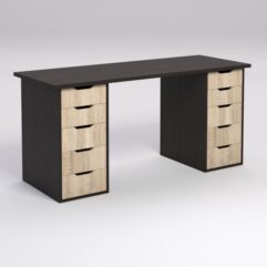 Письменный стол Локотен Алеша с тумбочками, Дуб Венге и Дуб Сонома