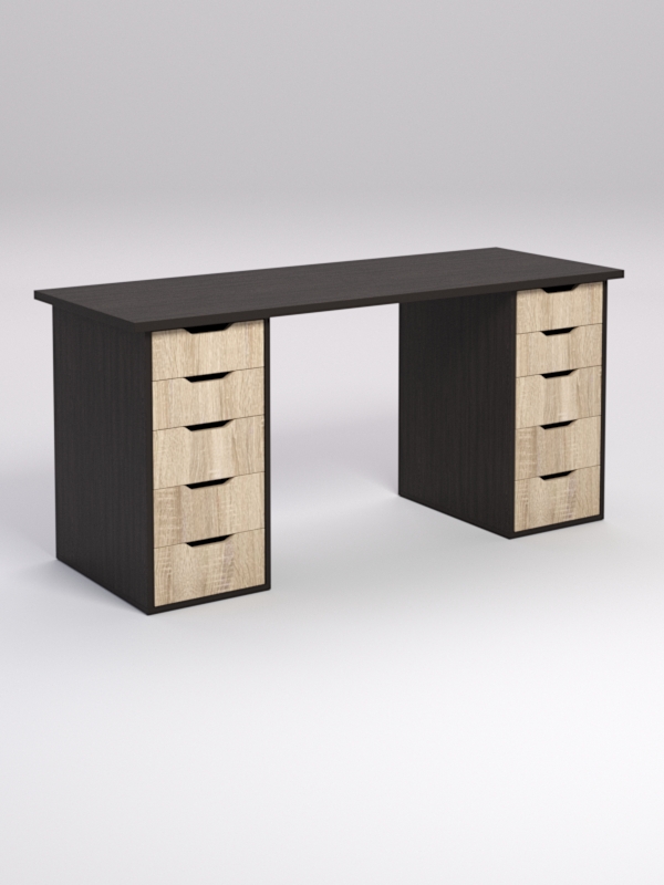 Письменный стол Локотен Алеша с тумбочками, Дуб Венге и Дуб Сонома