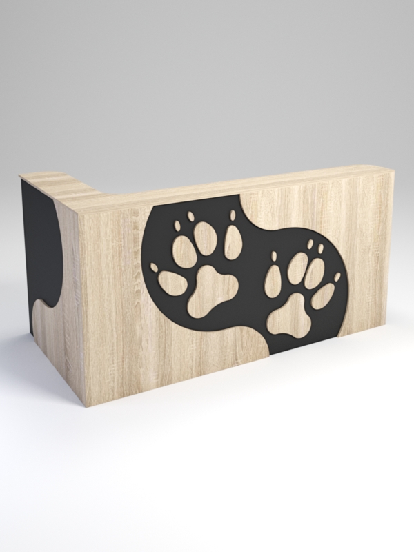 Ресепшен ПЭТ ДОГ угловой левый, Черный и Дуб Сонома