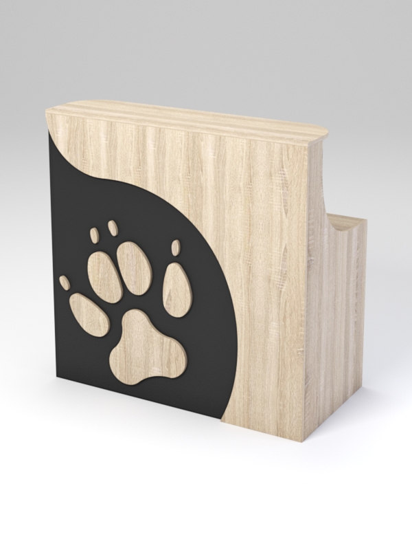 Ресепшен ПЭТ ДОГ прямой для левого угла, Черный и Дуб Сонома