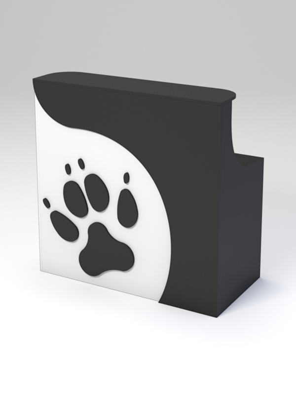 Ресепшен ПЭТ ДОГ прямой для левого угла, Белый и Черный