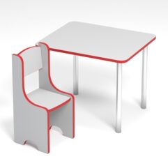 Детский стол и стул №1, Серый + Кромка Красная