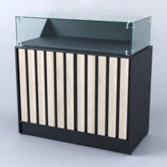 Прилавок со стеклом Смоки №7, Черный + Дуб Сонома