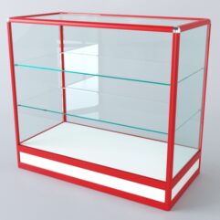 Прилавок из профиля прямоугольный №4 (без дверок), Белый + Красный