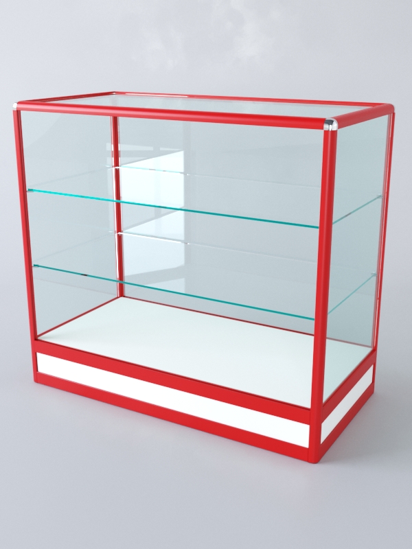 Прилавок из профиля прямоугольный №4 (без дверок), Белый + Красный