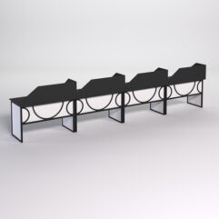 Столы рабочие офисные С-02 с экраном (комплект 4шт) СТРОНГ в стиле ЛОФТ декор №1, Черный и Белый