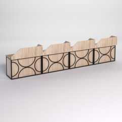 Столы рабочие офисные С-02А с экраном (комплект 4шт) СТРОНГ в стиле ЛОФТ декор №1, Дуб Сонома