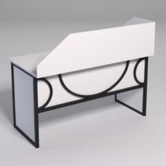 Стол рабочий офисный С-03 с экраном СТРОНГ в стиле ЛОФТ декор №1, Белый