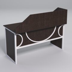 Стол рабочий офисный С-03 с экраном СТРОНГ в стиле ЛОФТ декор №1, Дуб Венге + металлический каркас Белый