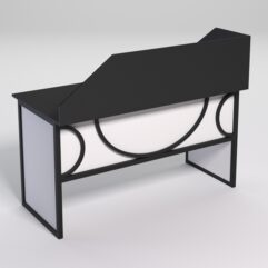 Стол рабочий офисный С-03 с экраном СТРОНГ в стиле ЛОФТ декор №1, Черный и Белый