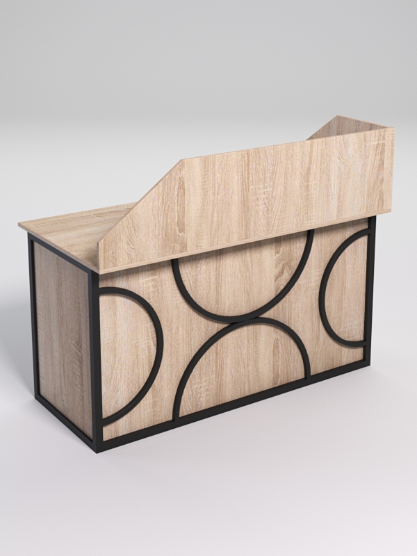 Стол рабочий офисный С-03А с экраном СТРОНГ в стиле ЛОФТ декор №1, Дуб Сонома