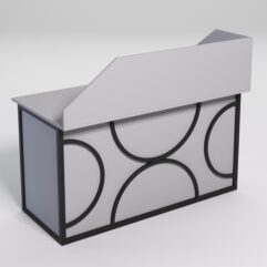 Стол рабочий офисный С-03А с экраном СТРОНГ в стиле ЛОФТ декор №1, Серый