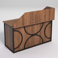 Стол рабочий офисный С-03А с экраном СТРОНГ в стиле ЛОФТ декор №1, Орех