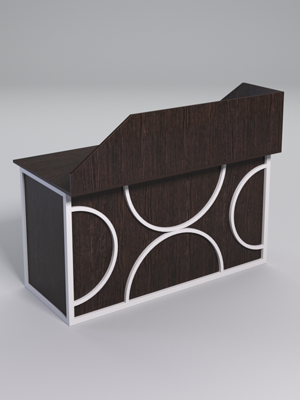 Стол рабочий офисный С-03А с экраном СТРОНГ в стиле ЛОФТ декор №1, Дуб Венге + металлический каркас Белый