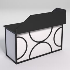 Стол рабочий офисный С-03А с экраном СТРОНГ в стиле ЛОФТ декор №1, Черный и Белый